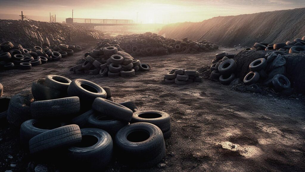 Piles of discarded tires - Shoe Outsoles Made From Recycled Tires | Trederra